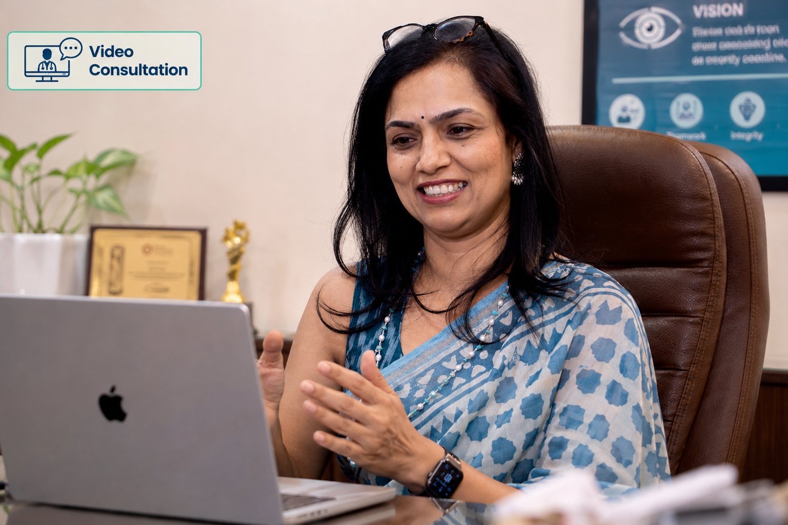 Ophthalmologist doctor consultation and diagnostic review